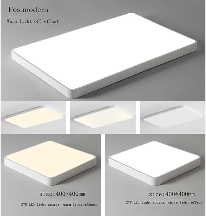 Dimmable LED Ceiling Light Fixture,16 * 24 Inch Modern Rectangle Recessed Ceiling Lights, 3000K-6000K Lamp,48W White Close to Ceiling Lighting Flush Mount for Living Room Bedroom