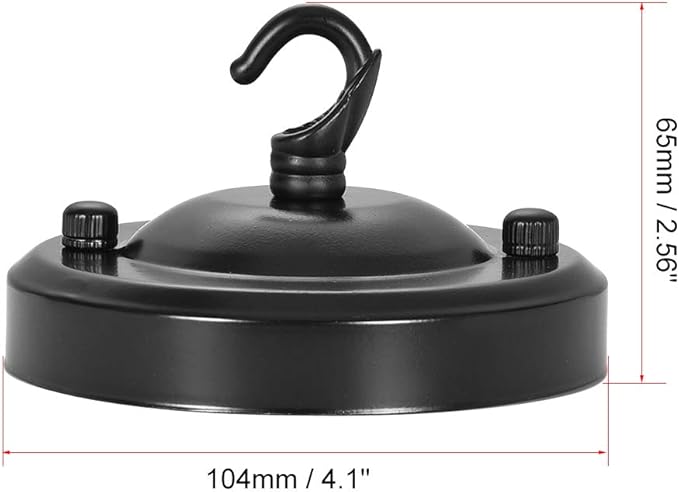 uxcell Retro Light Canopy Kit with Hook, Vintage Chandelier Ceiling Plate, for Light Fitting Accessory DIY, 104mm 4.1Inch Black