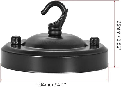 uxcell Retro Light Canopy Kit with Hook, Vintage Chandelier Ceiling Plate, for Light Fitting Accessory DIY, 104mm 4.1Inch Black
