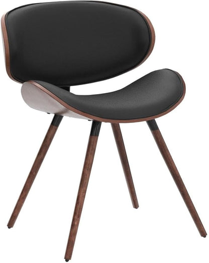 SIMPLIHOME Marana Dining Chairs - Upholstered Bentwood Back and Vegan Leather Kitchen Chair in Black, Mid-Century Modern Dining Room or Kitchen Seating with Contoured Seat and Beech Wood Base