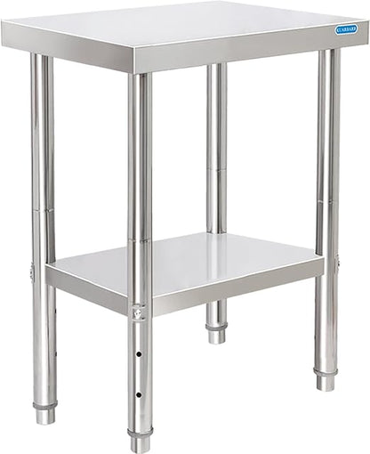 KUARBARR Stainless Steel Table for Prep & Work with Undershelf 18 x 24 Inches NSF Metal Commercial Kitchen Prep Table with Adjustable Under Shelf Worktable for Restaurant Home Outdoor