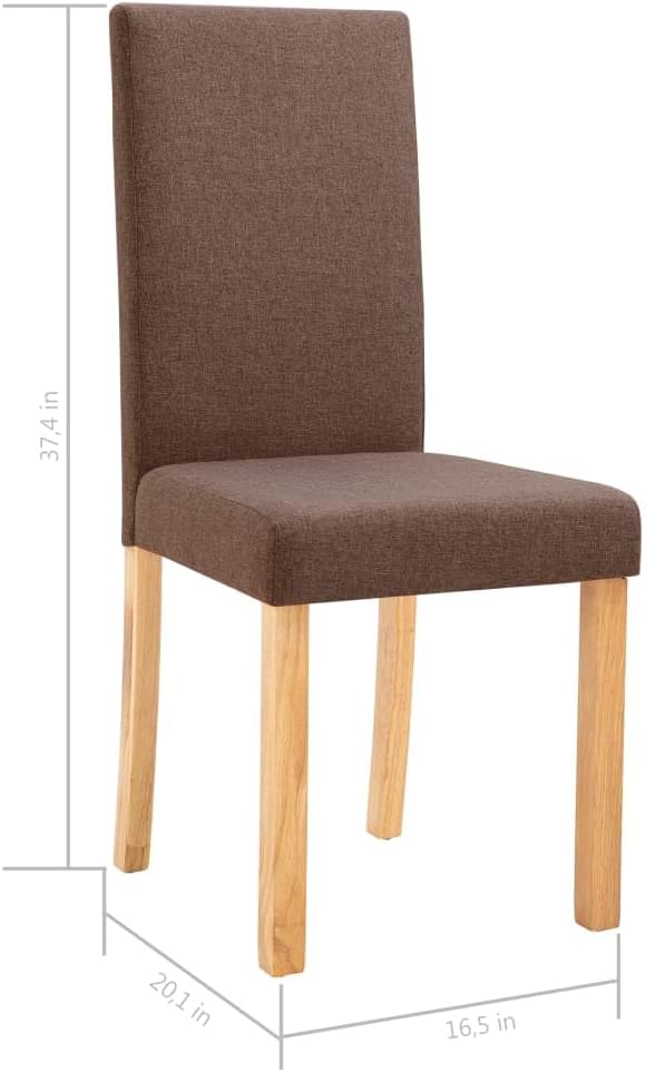 Dining Chairs Set of 4 Brown Fabric Upholstered with Solid Rubber Wood Legs for Modern Kitchen Dining Room and Living Room