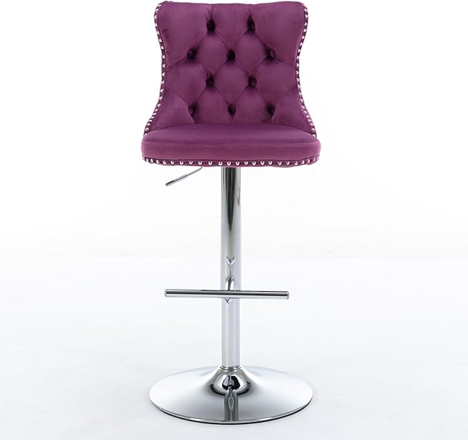 Modern Dining Chairs, Mid-Century Kitchen Table and Chairs with Sturdy Stable Base, Easy Assembly Luxury Furniture for Dining Room, Home Pub and Kitchen Island,Purple-Foam-2pc