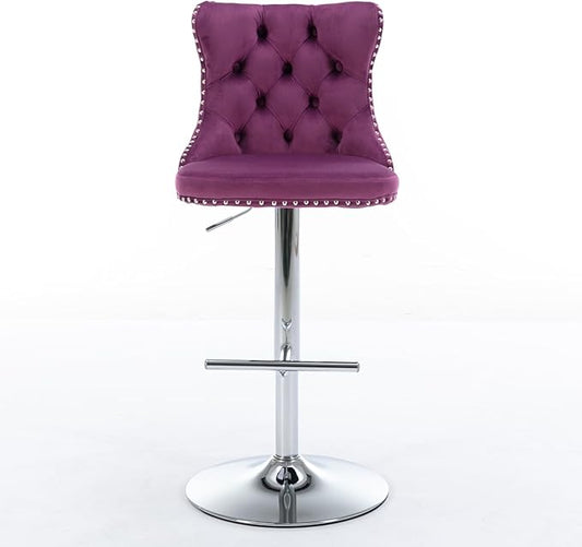 Modern Dining Chairs, Mid-Century Kitchen Table and Chairs with Sturdy Stable Base, Easy Assembly Luxury Furniture for Dining Room, Home Pub and Kitchen Island,Purple-Foam-2pc