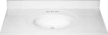 Design House Cultured Marble Vanity Top, 43 in W x 22 in D, Integrated 4 in Centerset Oval Sink & Backsplash, Solid White, 586156