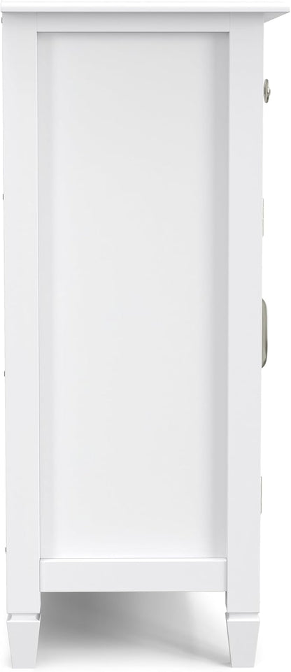 SIMPLIHOME Connaught 51-inch Wide Solid Wood Storage Cabinet in White for the Entryway, Mudroom, 3 Drawers and Adjustable Shelves, Traditional Style, Space-Saving Design