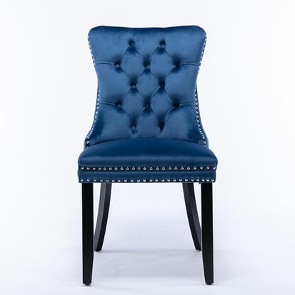 INCLAKE Dining Chairs Set of 2, Velvet Upholstered Dining Room Side Chairs with Button Tufted Back, Nailhead Trim & Wooden Legs, Modern Counter Height Bar Stools for Home Kitchen Island, Blue