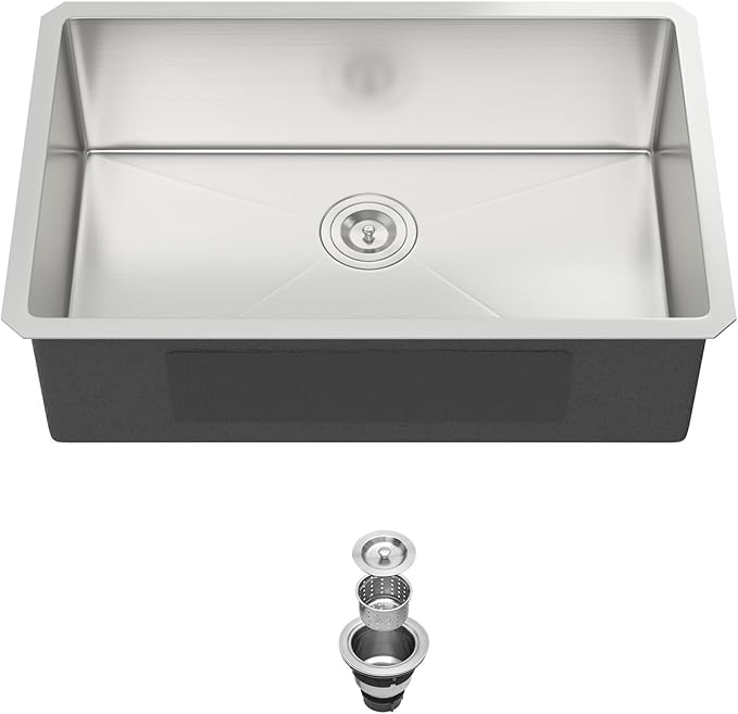 28x18 Undermount Kitchen Sink-28 Inch Stainless Steel Sinks 304 18 Gauge Single Bowl kitchen sinks 9" Deep Basin