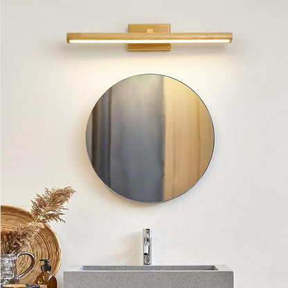Wood Walnut Vanity Light Fixtures - LED Bath Sconces for Bathroom Over Mirror, Adjustable Brass Fittings, 4000K Natural White Light(Wood Color,60cm)