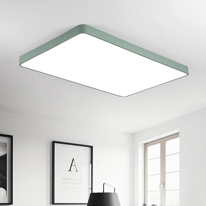 LED Ceiling Light Fixture,16 * 24 Inch Modern Rectangle Recessed Ceiling Lights,Dimmable Light,48W Green 3000K-6000K Close to Ceiling Lighting Flush Mount Living Room Bedroom