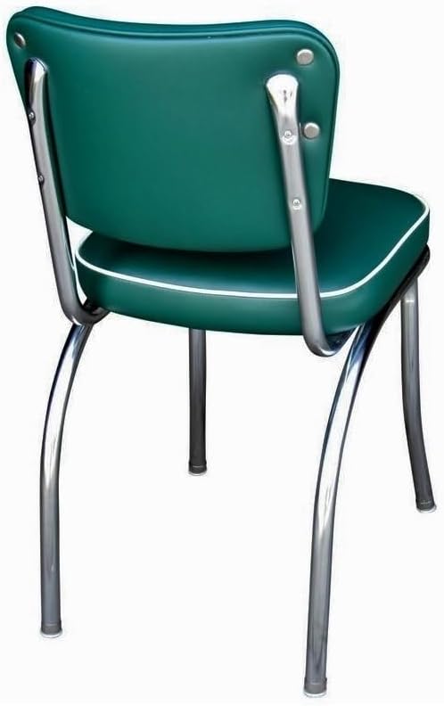 HomeStock Diner Chair - Vinyl Seat, Chrome Frame - Fully Assembled Bistro Kitchen Chair Green
