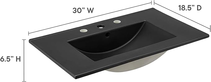 Modway EEI-5070-BLK Cayman 30" Bathroom Sink, Black