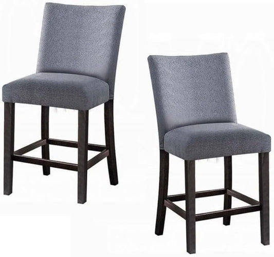 Counter Height Dining Chair with Wooden Footrest and Padded Fabric Seat for Kitchen Island Use