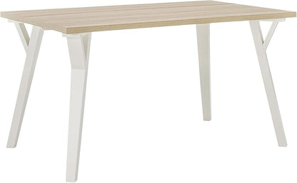 White and Natural Wood Rectangular Dining Table by Alwynn Ideal for Dining Rooms and Kitchen Islands