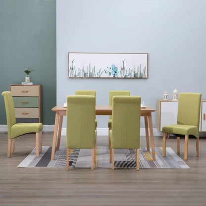 Green Fabric Dining Chairs Set of 6 with Wooden Frame Modern Design for Dining Room Kitchen and Living Room