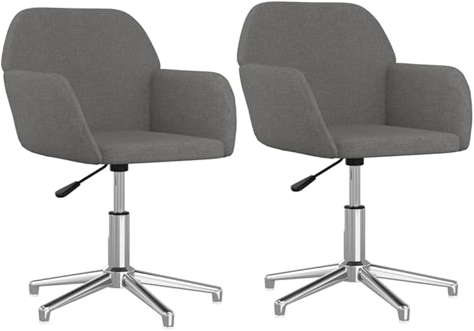 Swivel Dining Chairs Set of 2, Modern Light Gray Fabric Upholstered Counter Height Stools with 360 Degree Rotation for Kitchen Island, Bar, and Living Room, Ergonomic Padded Seat Sturdy Metal Frame