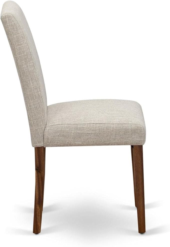East West Furniture ABPNT35 Abbott Classic Parson Chairs - Doeskin Linen Fabric Padded Dining Chairs, Set of 2, Natural