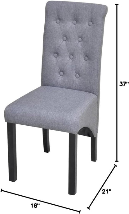 Modern Farmhouse Dining Chairs Set of 2 Dark Gray Fabric Upholstered Kitchen Chairs with Padded Seat and Backrest for Dining Room, Kitchen, Comedor