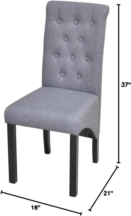 Modern Farmhouse Dining Chairs Set of 2 Dark Gray Fabric Upholstered Kitchen Chairs with Padded Seat and Backrest for Dining Room, Kitchen, Comedor