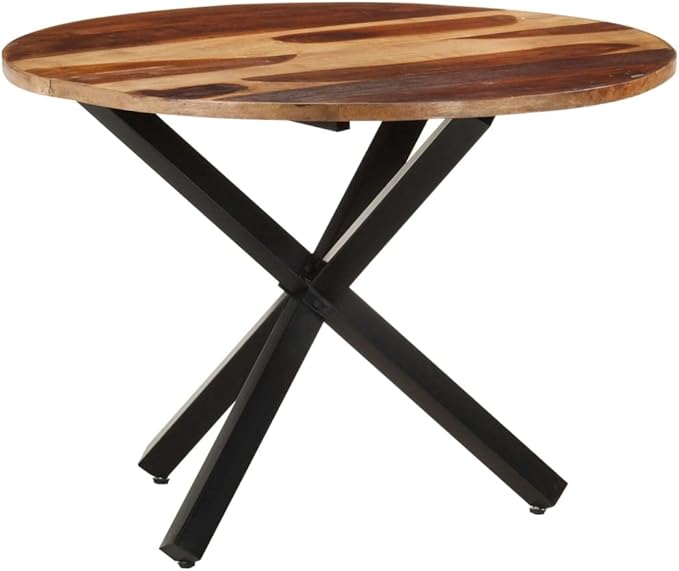 Solid Acacia Wood Round Dining Table, Honey Finish, 39.4 Inch Diameter, Seats 4 People, Durable Kitchen Table for Dining Room & Dinner Meals