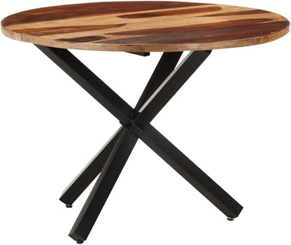 Round Dining Table, Honey Solid Acacia Wood, 39.4" Medium Brown Kitchen & Dining Room Table, Durable for 4 People, Indoor Use