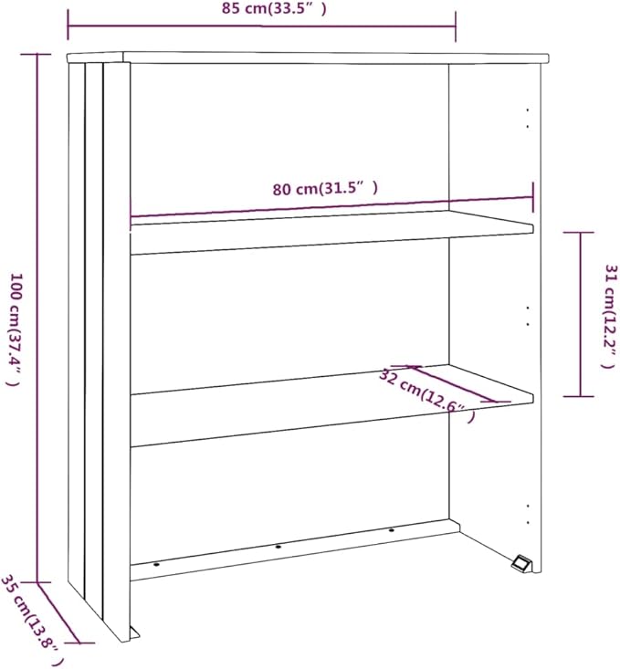 Dark Grey Highboard Top 13.8x33.5x39.4 inches, Pine Wood & MDF Buffet Cabinet with Shelves, Rustic Coffee Bar Storage for Living Room, Dining Room and Kitchen