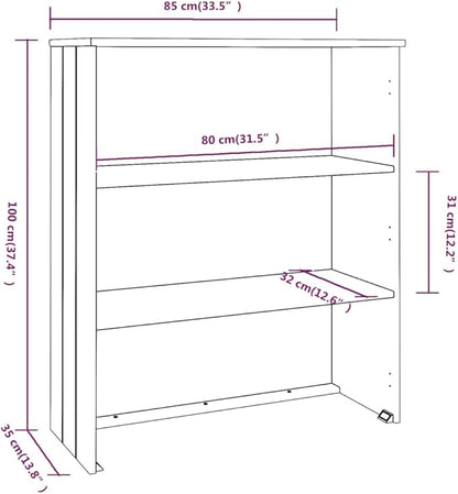 Dark Grey Highboard Top 13.8x33.5x39.4 inches, Pine Wood & MDF Buffet Cabinet with Shelves, Rustic Coffee Bar Storage for Living Room, Dining Room and Kitchen