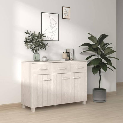 White Solid Pinewood Sideboard, 44.5" Modern Matte Finish Buffet Cabinet for Living Room, Dining Room Storage Furniture Kitchen Furnitur