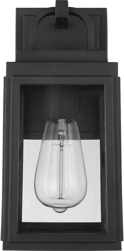 Progress Lighting Grandbury Collection 1-Light Clear Glass Farmhouse Outdoor Small Wall Lantern Light Textured Black, 11.88x5.5x6.5