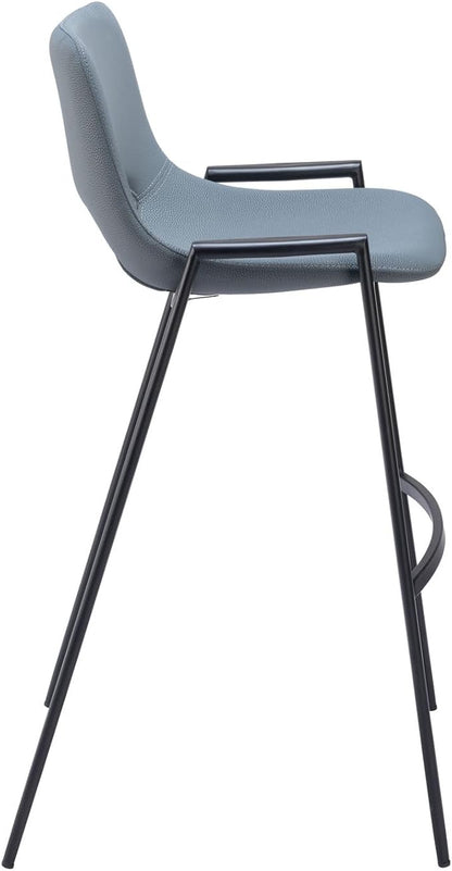 HomeStock Bar Stools Set of 2 - Gray Vinyl Seat & Steel Frame - Kitchen Island & Dining