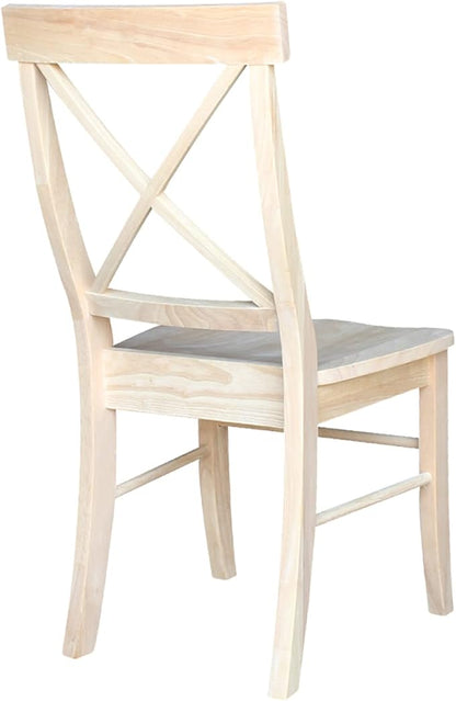 International Concepts X-Back Dining Chairs, Solid Parawood, Unfinished (Set of 2)