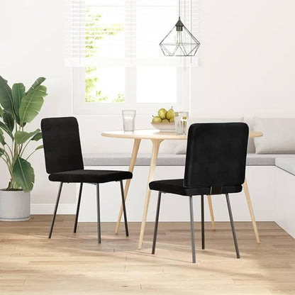 Modern Velvet Dining Chairs Set of 2 Black Metal Wood Frame Accent Chairs for Kitchen Living Room Dining Room Comfortable Furniture