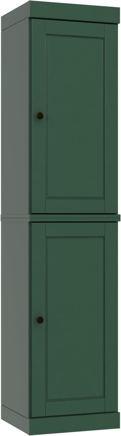 Palace Imports Solid Wood Kitchen Pantry - Narrow Storage Cabinet - Raised Panel Doors, Adjustable Shelves, Green, 16.5" Wide x 71.5" Tall, 100% Eco-Friendly Wood, Modular Pantry Cabinet Systems