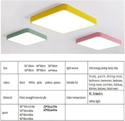 LED Ceiling Light Fixture,16 * 24 Inch Modern Rectangle Recessed Ceiling Lights,Dimmable Light,48W Yellow Close to Ceiling Lighting Flush Mount Living Room Bedroom,3000K-6000K