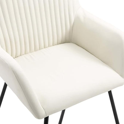 Set of 2 Cream Dining Chairs Modern Accent Chairs with Powder-Coated Steel Frame 24 x 24 x 33.1 in Comfortable Upholstered Seat for Dining Room Kitchen Living Room Bedroom Office