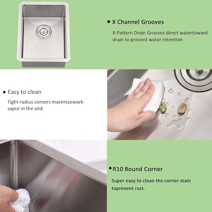 12 Inch Undermount Stainless Steel Bar Sink- Wesliv 12x16 Undermount Small Bar Kitchen Sinks 16 Gauge Stainless Steel Outdoor Rv Wet Sinks with Bottom Grid & Drain