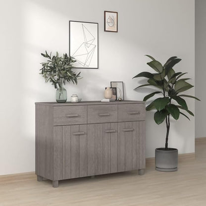 Light Grey Solid Pine Wood Sideboard, 3-Door Buffet Cabinet with Drawers, 44.5" Living Room Storage Furniture, Rectangular Entryway Coffee Station Kitchen Furnitur