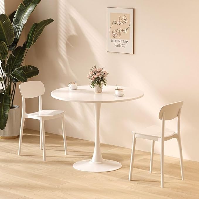 32" Sturdy Island Table, Rustic Dining Table with MDF Top, Farmhouse Dining Table for Small Spaces, White