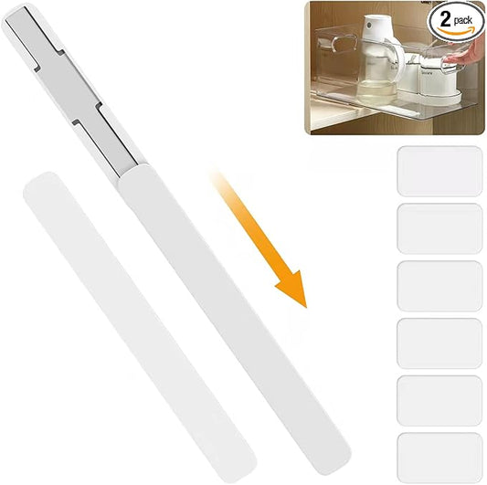 Summark Pull Out Rail for Baskets or Bins.Storage and Organization Accessories for Cabinet,Shelves.DIY Drawer Organizers Slides.2 Packs,White (1)