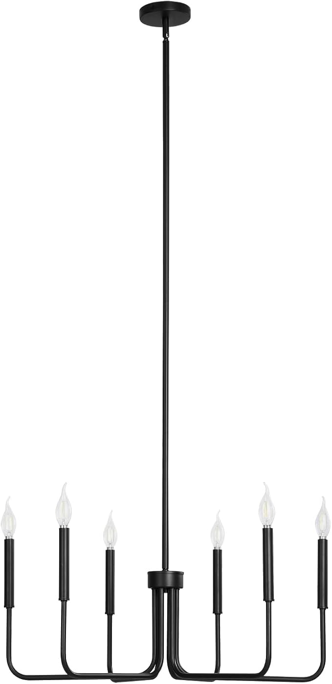 VEVOR 6-Light Chandelier, Metal Farmhouse Chandelier, Adjustable Height, Dining Room Hanging Light Fixture for Ceilings, Modern Chandelier for Bedroom, Foyer, Hall, Kitchen, Living Room and Entryway