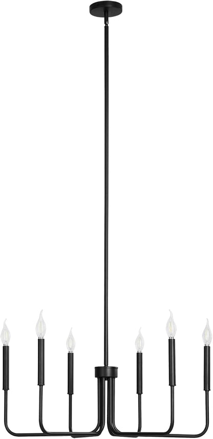 VEVOR 6-Light Chandelier, Metal Farmhouse Chandelier, Adjustable Height, Dining Room Hanging Light Fixture for Ceilings, Modern Chandelier for Bedroom, Foyer, Hall, Kitchen, Living Room and Entryway