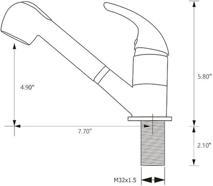 Stainless Steel Single Handle Pull Out Kitchen Faucet 1 Hole Kitchen Sink Faucet for Farmhouse, Camper, Laundry, Rv, Bar,EW-083L-BC