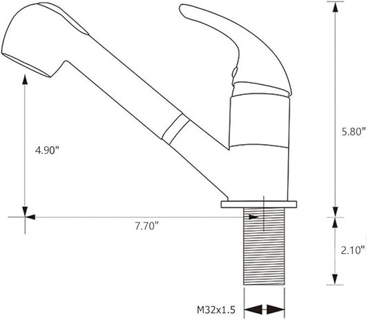 Stainless Steel Single Handle Pull Out Kitchen Faucet 1 Hole Kitchen Sink Faucet for Farmhouse, Camper, Laundry, Rv, Bar,EW-083L-BC