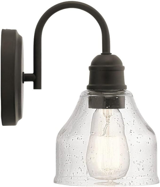 KICHLER Avery 9.25" 1 Light Vanity Light with Clear Seeded Glass Olde Bronze®
