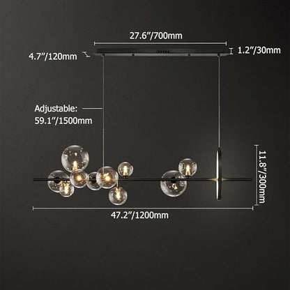 Linear Kitchen Island Lighting, Dining Room Light Fixture Over Table, Large Industrial Black Pendant Lights Ceiling Hanging for Kitchen Living Room (Black, 10-Light)