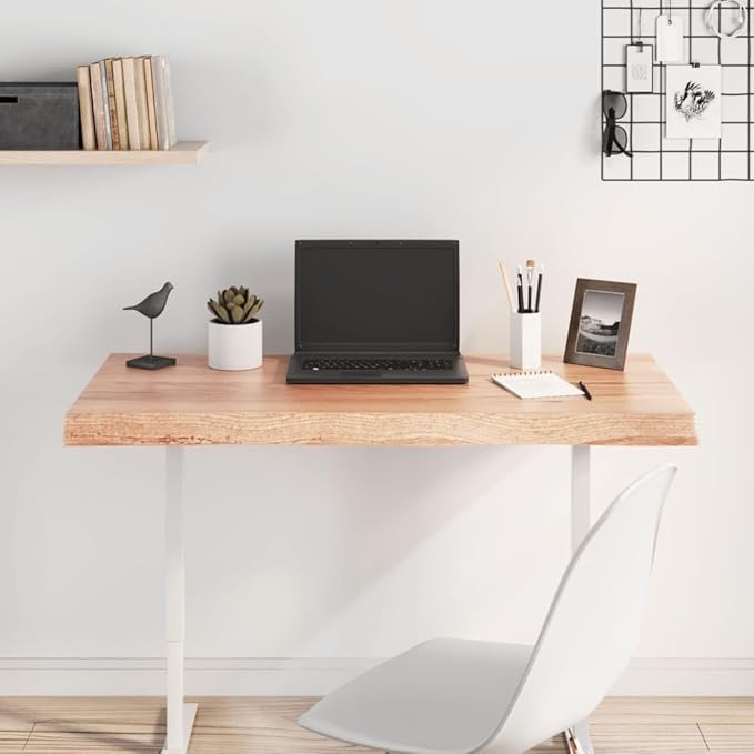 Rustic Live Edge Oak Tabletop 39.4x15.7x2.4 in Solid Wood Countertop or Desk Top Ready to Use for Dining Kitchen Home Office Studio