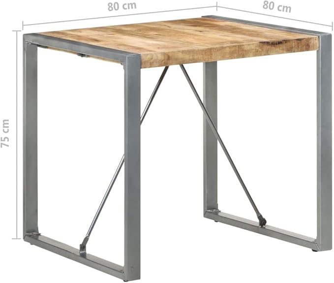 Industrial Style Dining Table 31.5"x31.5"x29.5" Rough Mango Wood with Steel Legs Small Kitchen Table for Dining Room Modern Furniture