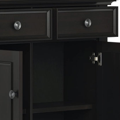 SIMPLIHOME Amherst 36-inch Wide Transitional-Style Storage Cabinet in Hickory Brown with Drawers and Adjustable Shelves for Entryway or Living Room