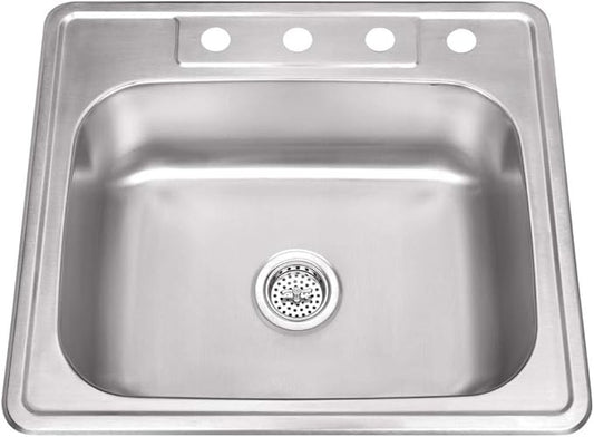 Cahaba Drop-In 25 in. Single Bowl 20 Ga. Stainless Steel Kitchen Sink