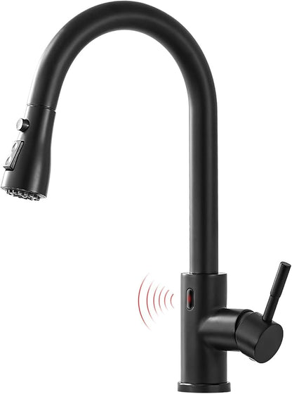 GIMILI Matte Black Touchless Kitchen Faucet with Pull Down Sprayer Motion Sensor Hands-Free Smart Activated Sink Faucet